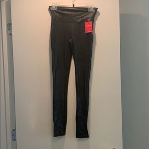 NWT SPANX black faux leather leggings!